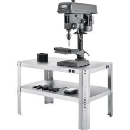 GLOBAL EQUIPMENT Adjustable Height Machine Stand, 430 Stainless Steel, 36"W x 24"D x 18-24"H 254844-SS403